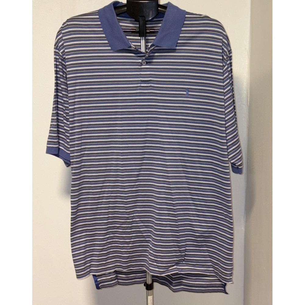 Polo Golf Ralph Lauren Polo Shirt Mens 2XL Blue/dark blue/yellow/white Striped
